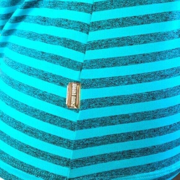 Adriana Arango Top Striped Tee Shirt Athletic Turquoise Size Medium NWT - Picture 6 of 8